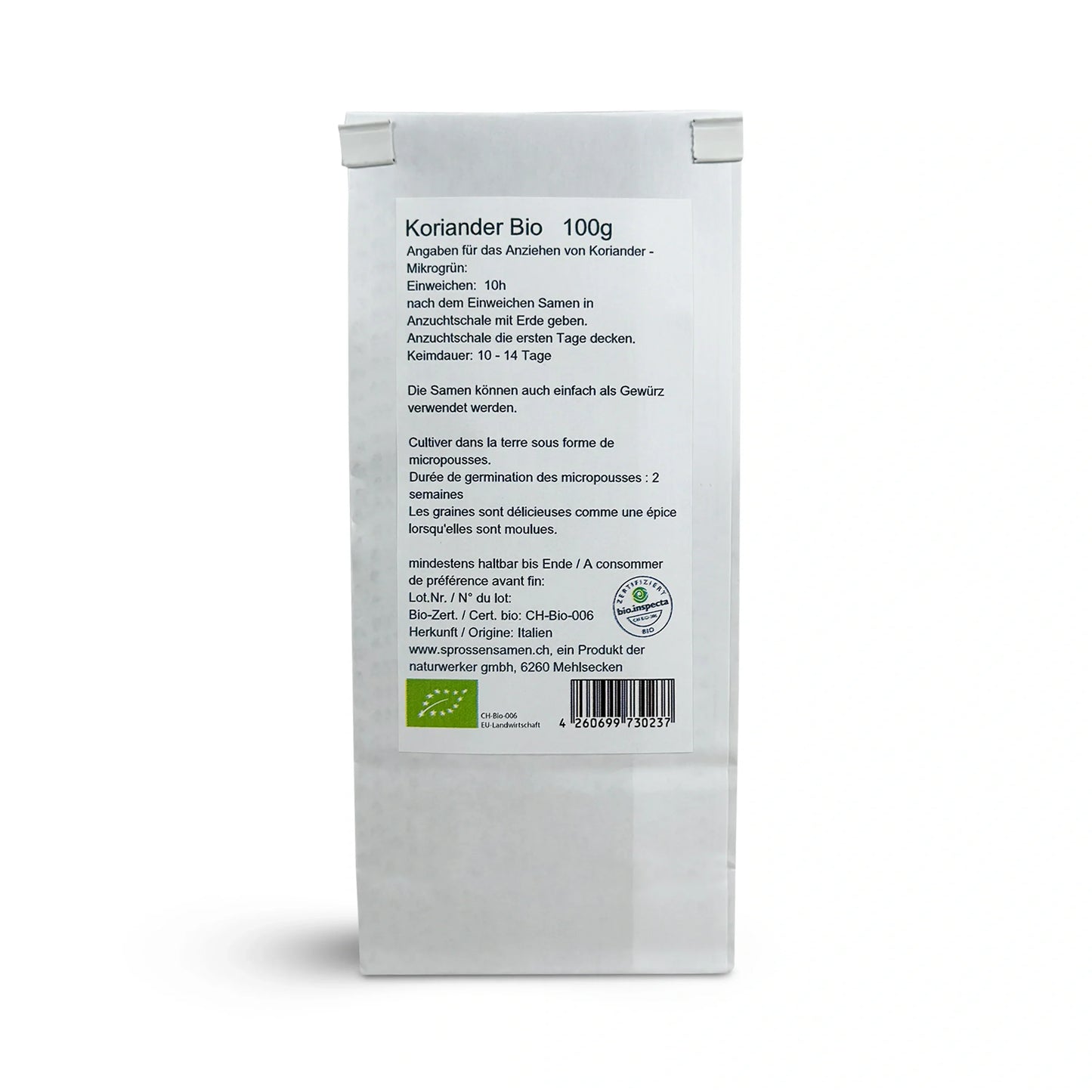 Bio Koriander Samen - Perfekt für Microgreen Anzucht 250g