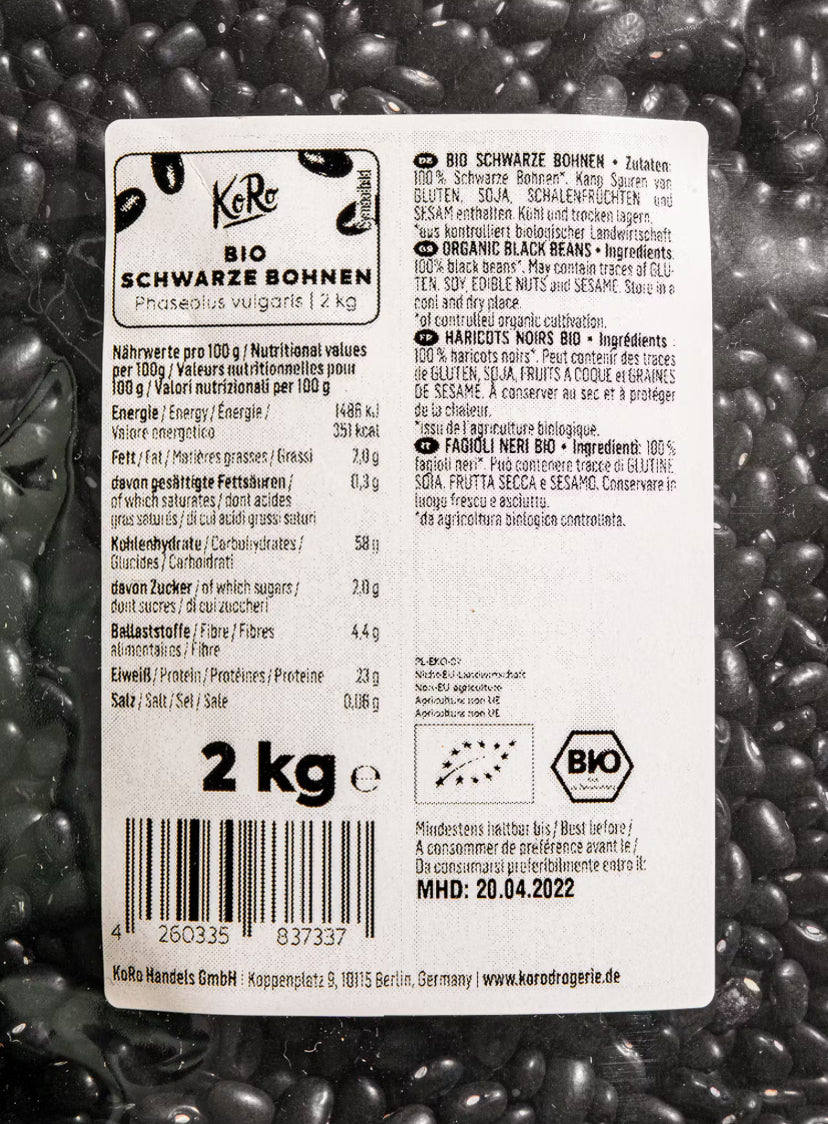 Bio schwarze Bohnen 2Kg