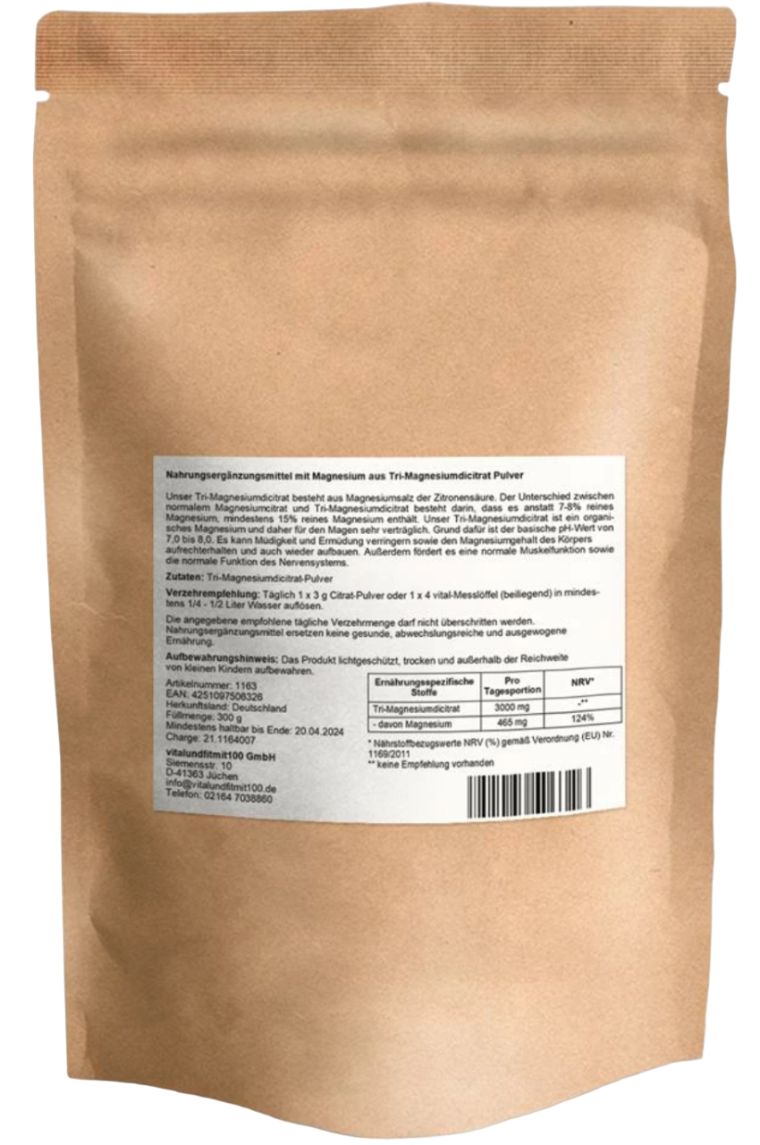 Magnesium - 300g Pulver - in Form von "TriMagnesiumDiCitrat"