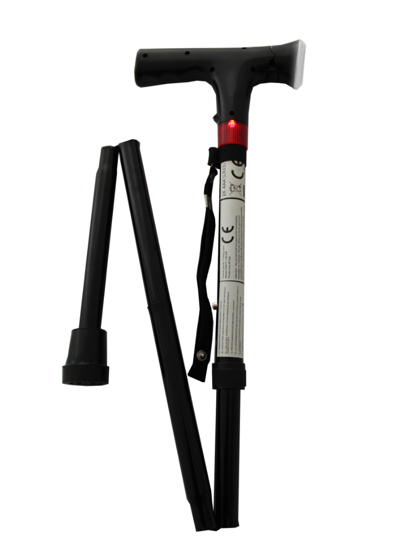 Sicherheits-Gehstock mit Lampe und Alarm