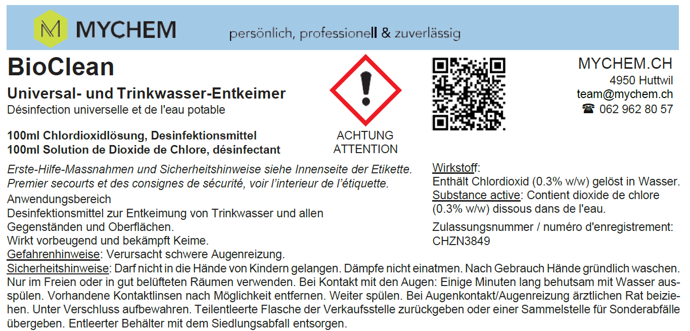 10x BioClean - 0.3% Chlordioxidlösung 100ml