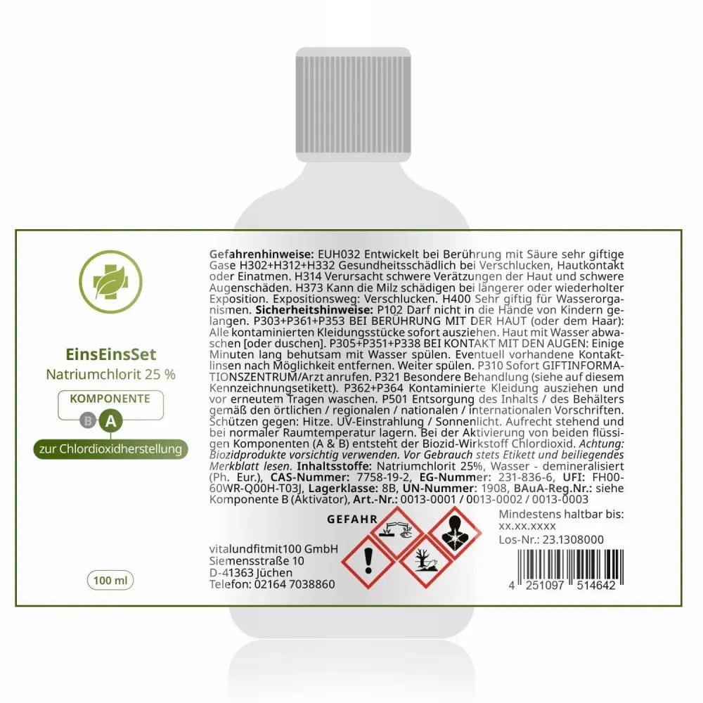 1:1‑Set zur Herstellung einer Chlordioxid‑Lösung